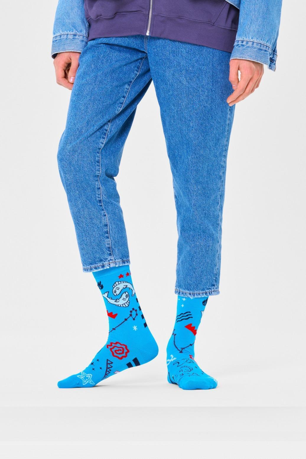 Meias Happy Socks Modelo Pisces Sock Cor Azul 5/5