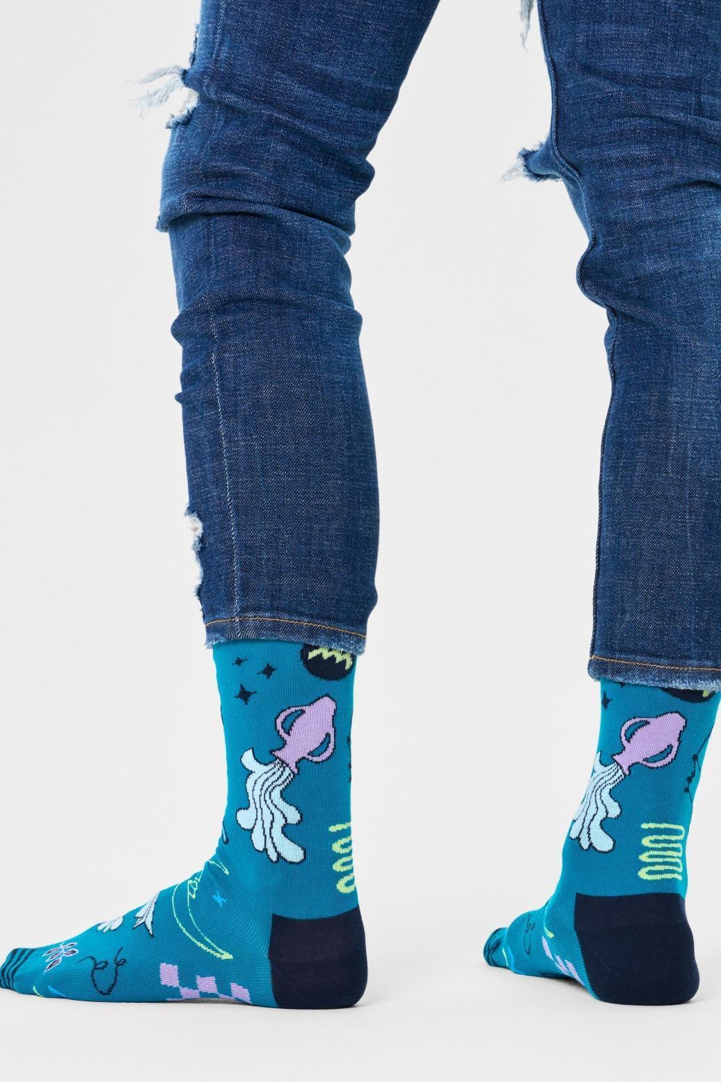 Meias Happy Socks Modelo Aquarius Sock Cor Azul 5/5