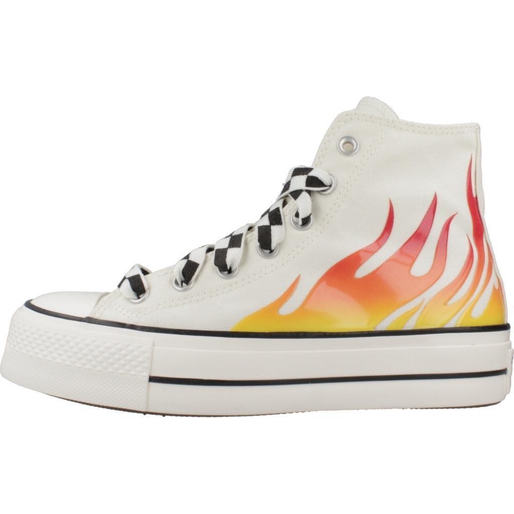 Baskets Converse Modèle Chuck Taylor All Star Lift Platform Flames Couleur Blanc 2/5