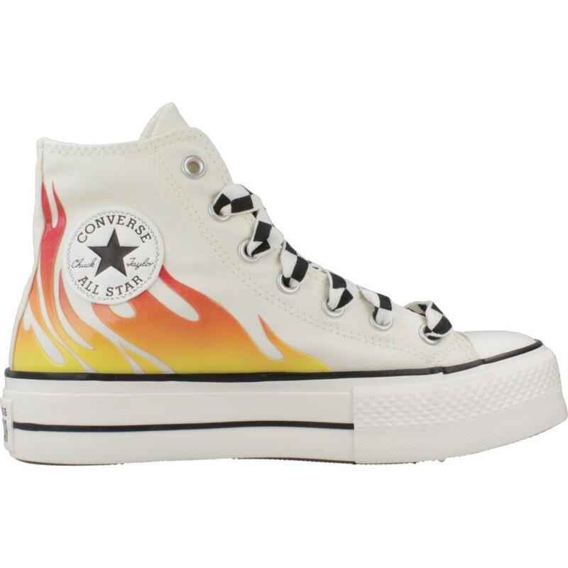 Baskets Converse Modèle Chuck Taylor All Star Lift Platform Flames Couleur Blanc
