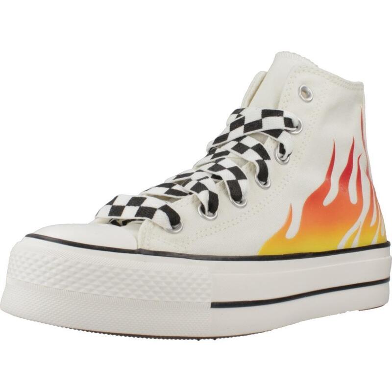 Baskets Converse Modèle Chuck Taylor All Star Lift Platform Flames Couleur Blanc