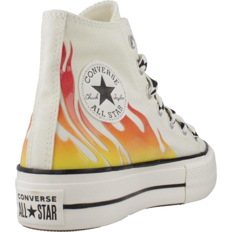 Baskets Converse Modèle Chuck Taylor All Star Lift Platform Flames Couleur Blanc