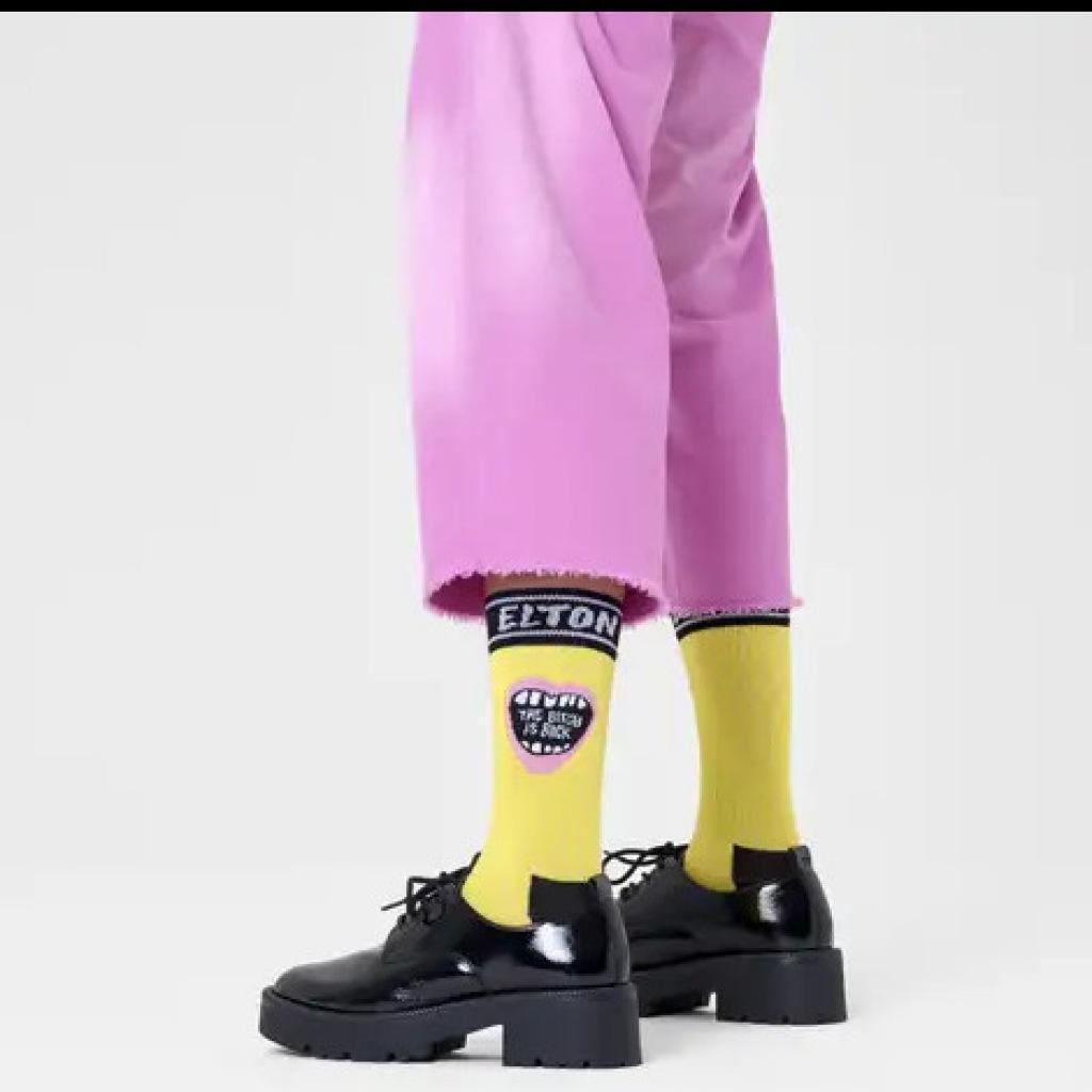 Meias Happy Socks Modelo The Bitch Is Back Cor Amarelo 2/4