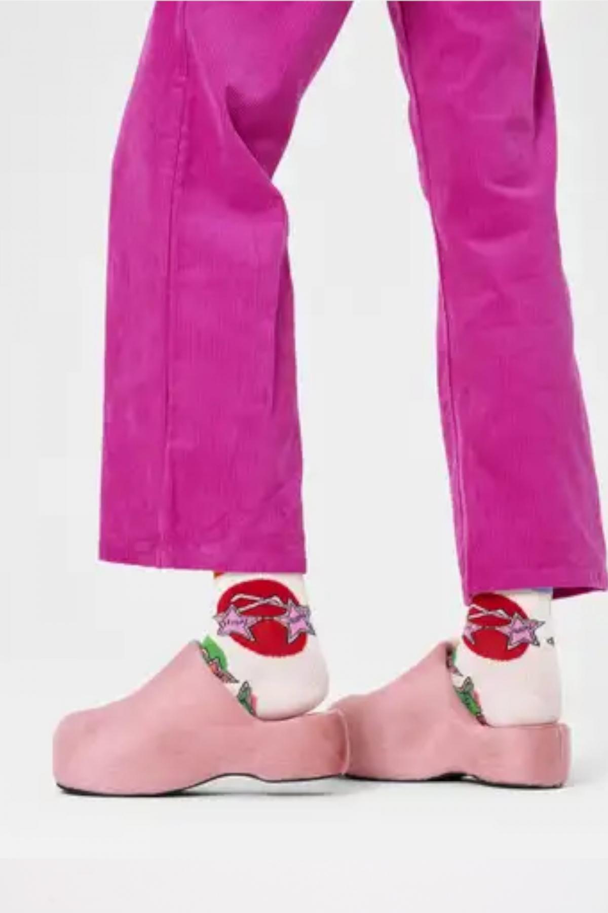 Meias Happy Socks Modelo Elton Glasses Cor Branco 4/4