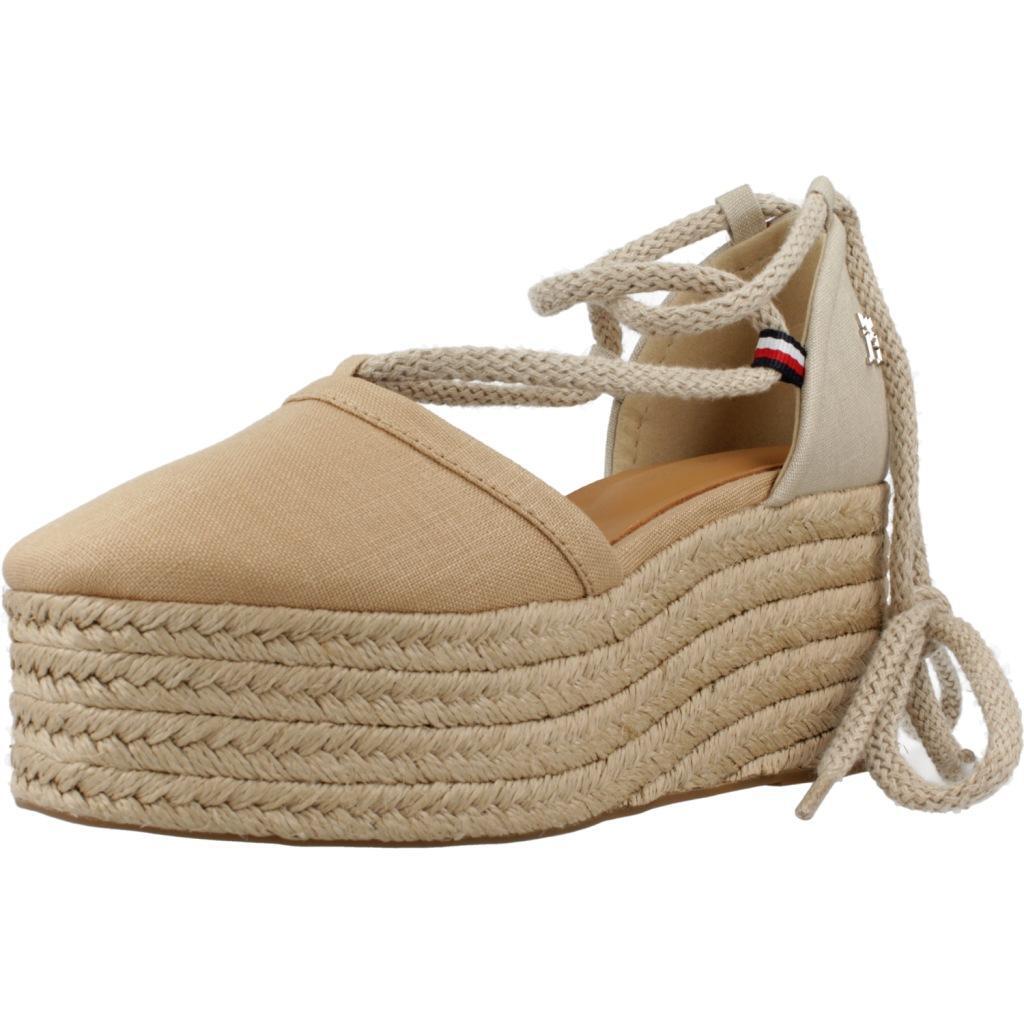 TOMMY HILFIGER Sandalen Tommy Hilfiger Model Closed Toe Linen Flatfor Kleur Lichtbruin