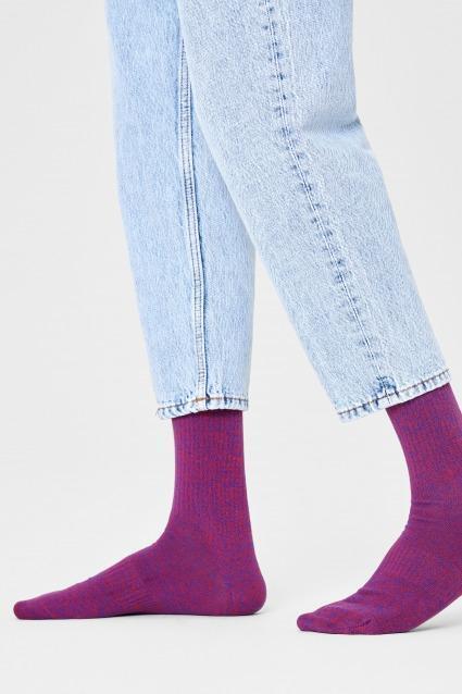 Meias Happy Socks Modelo Im Solid Thin Crew Soc Cor Vermelho 5/5