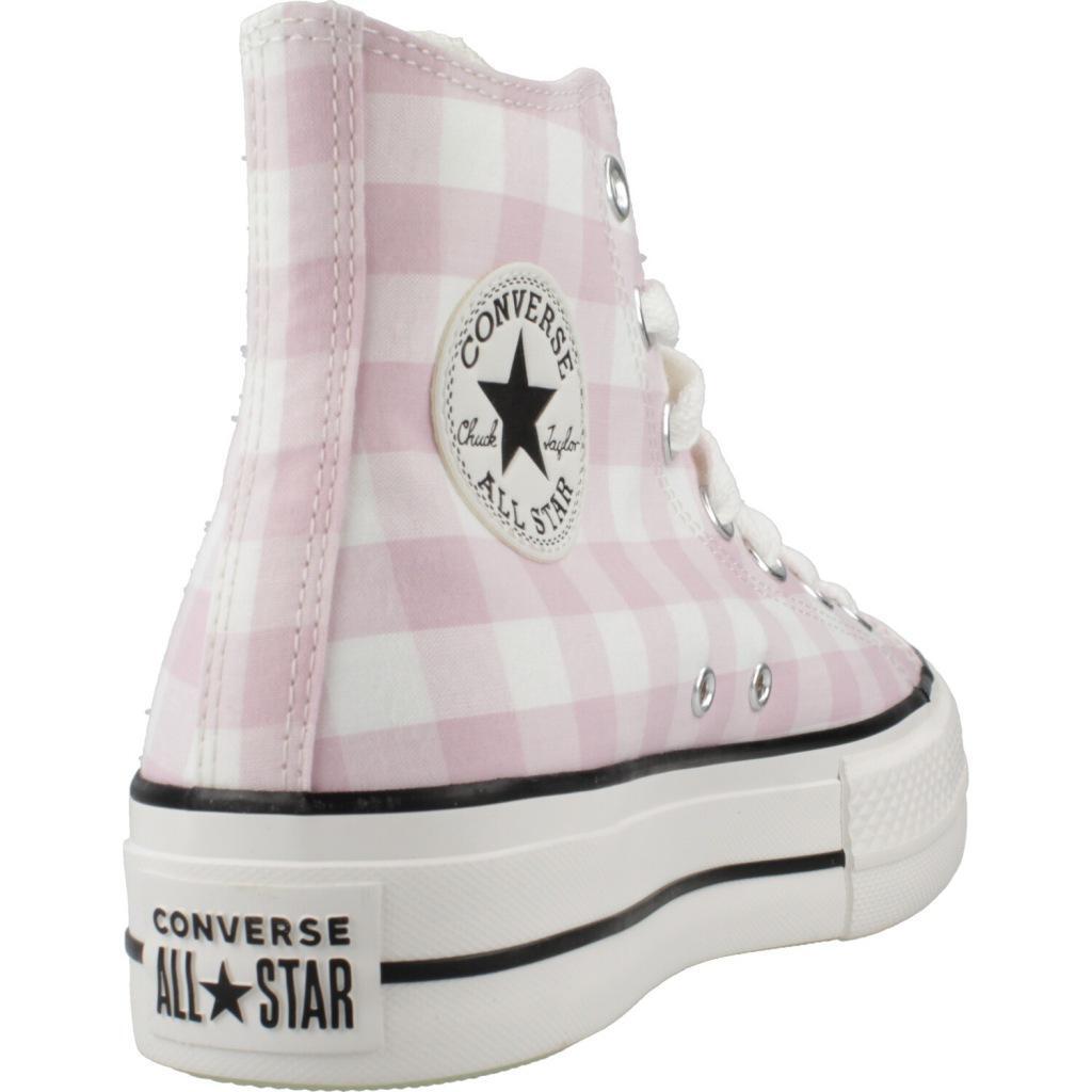 Baskets Converse Modèle Chuck Taylor All Star Platform Gingham Couleur Rose 3/5