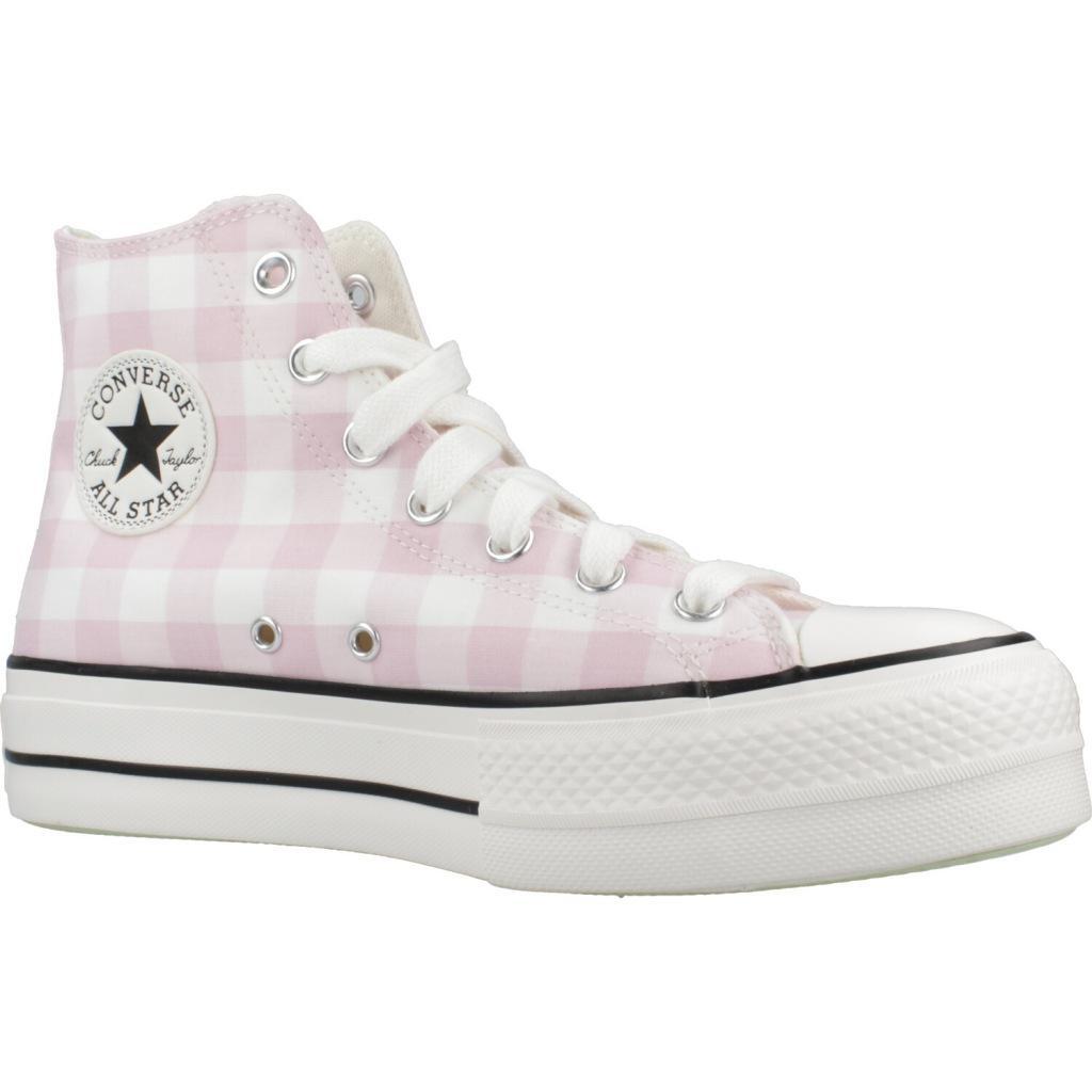 Baskets Converse Modèle Chuck Taylor All Star Platform Gingham Couleur Rose 5/5