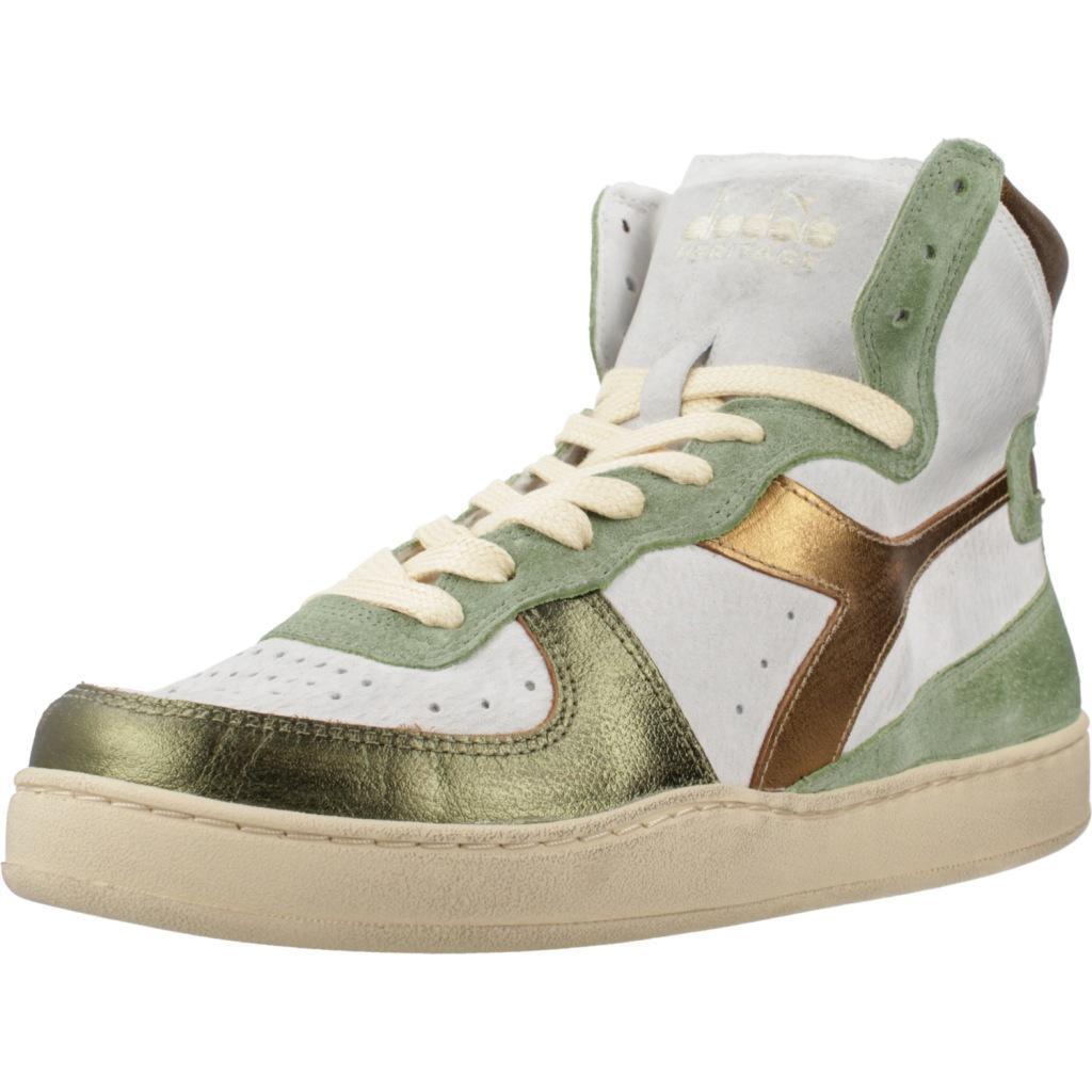 Ténis diadora heritage modelo alto basket used cor verde