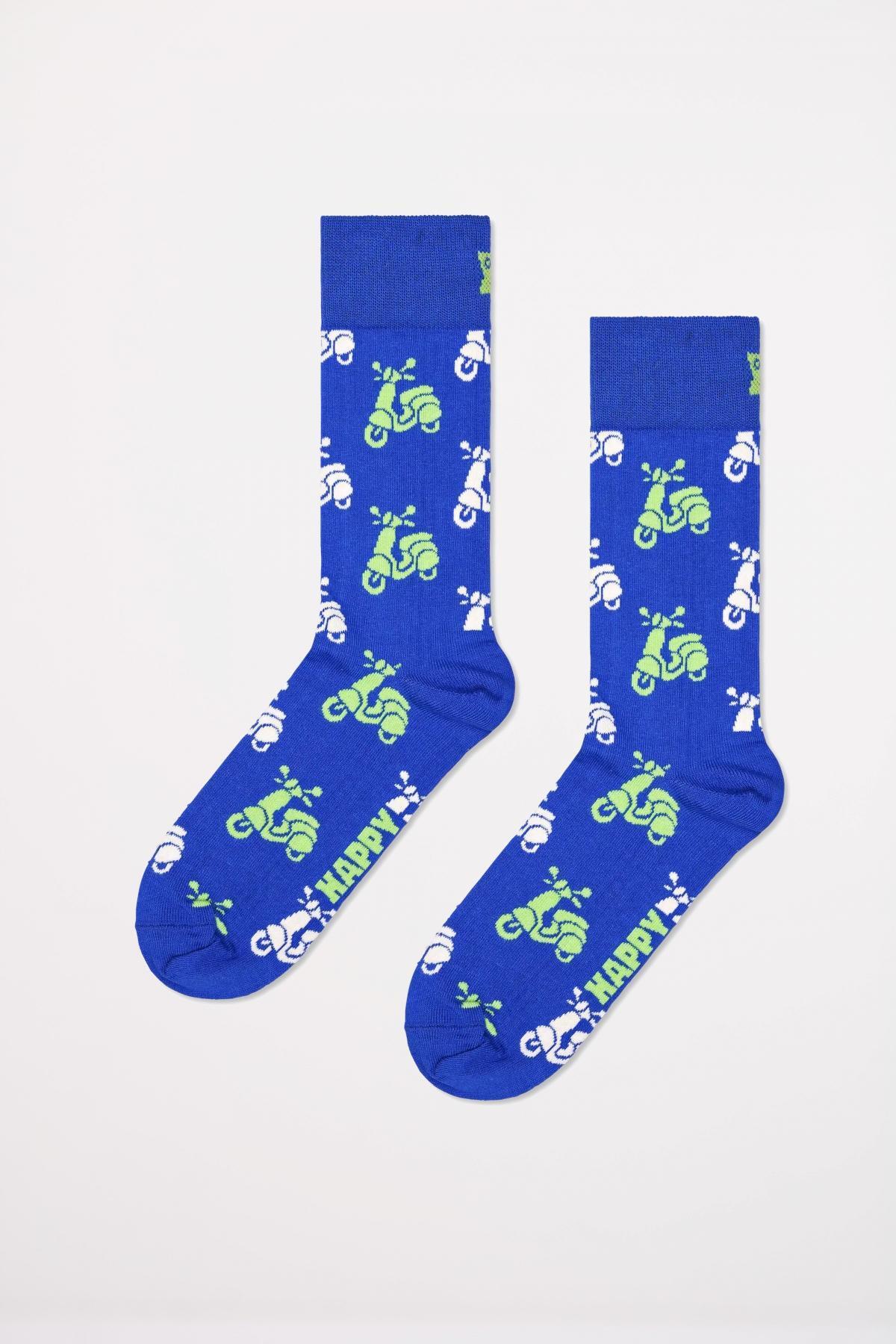Meias Happy Socks Modelo Vespa Sock Cor Azul 3/4