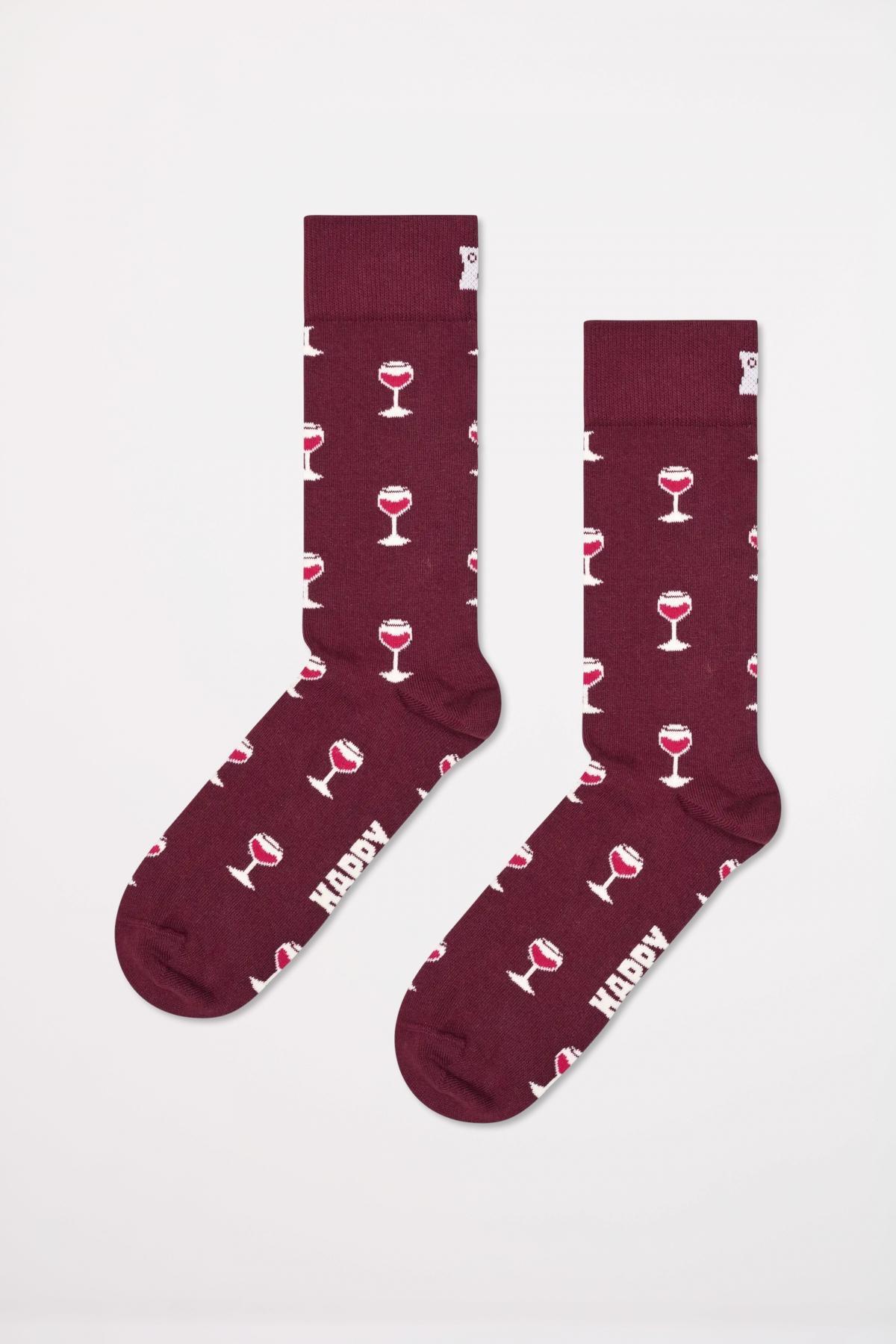 Sokken Happy Socks Model Glass Of Wine Sock Kleur Bordeuax 3/4