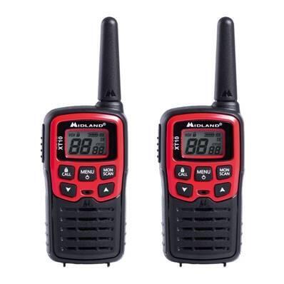 Walky Talky Midland xt10 walkietalkie alcance 4km color negro y rojo. 16 canales 4 pmr portable radio set con 2 piezas de c1176 xt30 twoway 446.00625 446.09375 pmr446