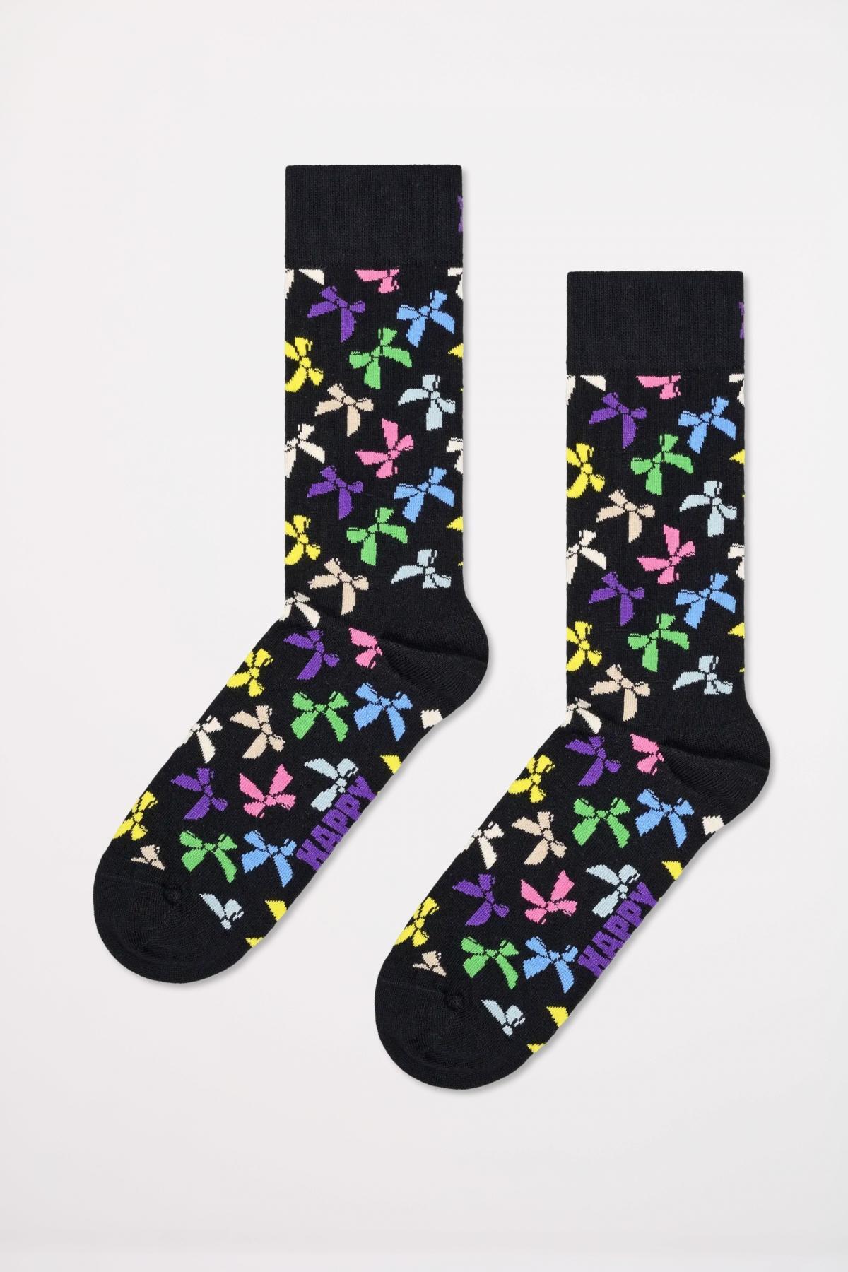 Meias Happy Socks Modelo Bow Sock Cor Preto 3/4