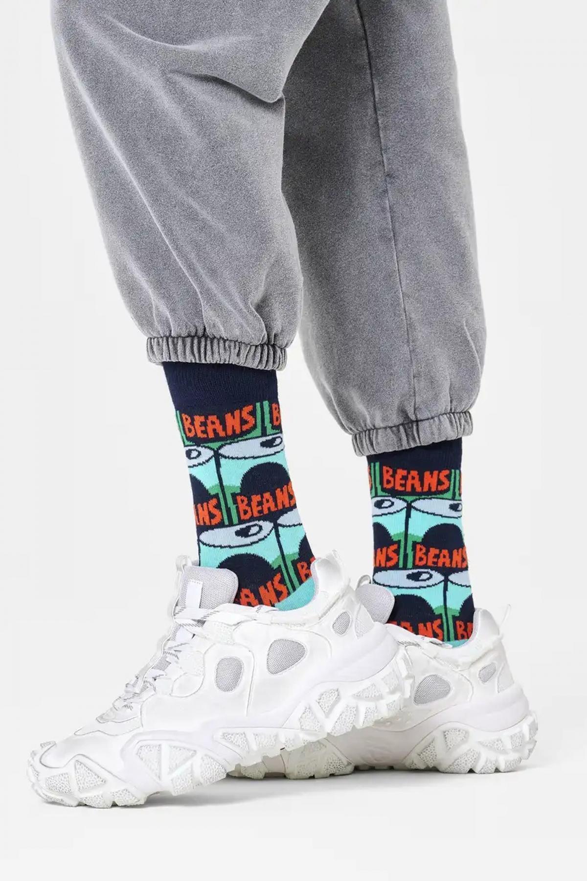 Meias Happy Socks Modelo Beans Sock Cor Azul 4/4