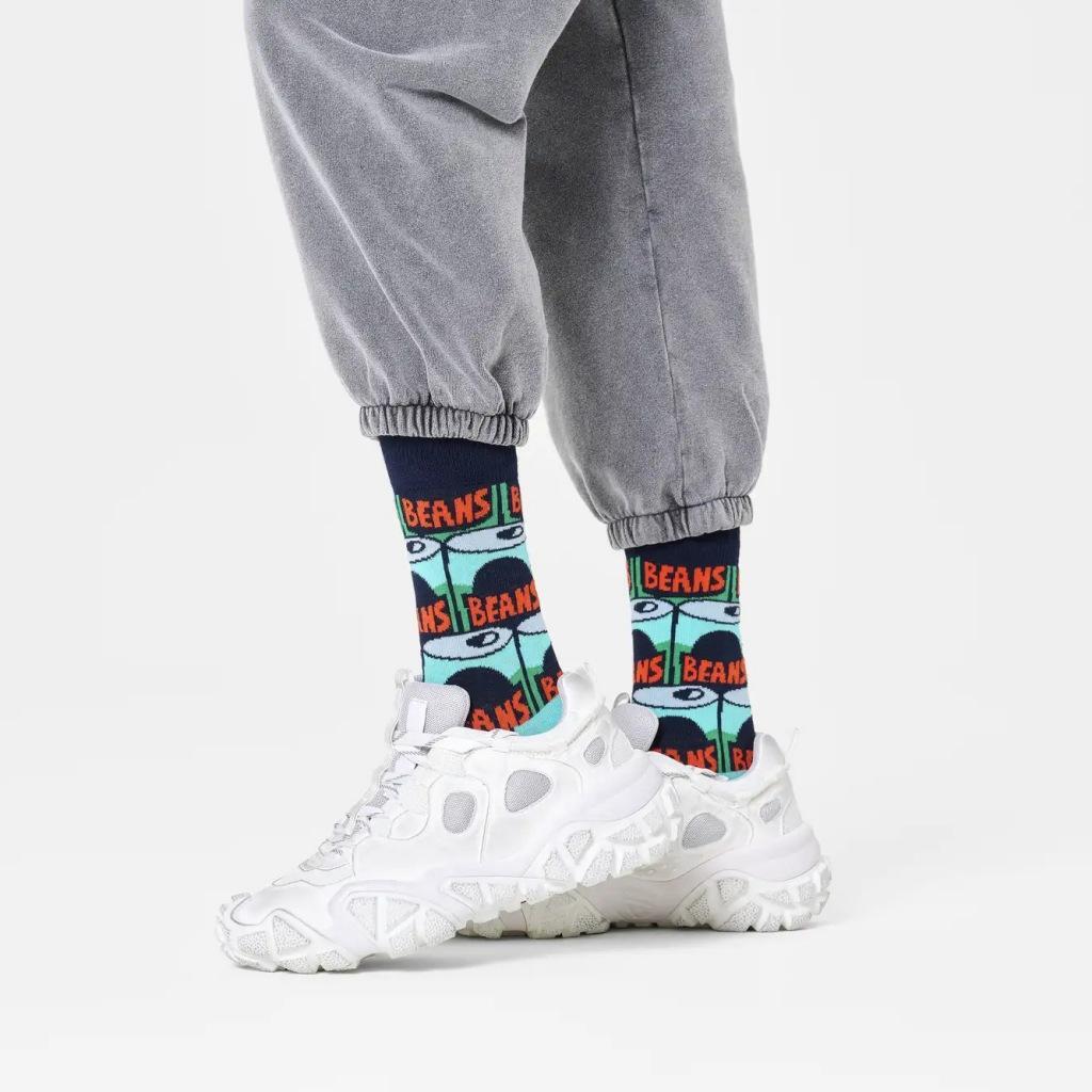 Meias Happy Socks Modelo Beans Sock Cor Azul 2/4
