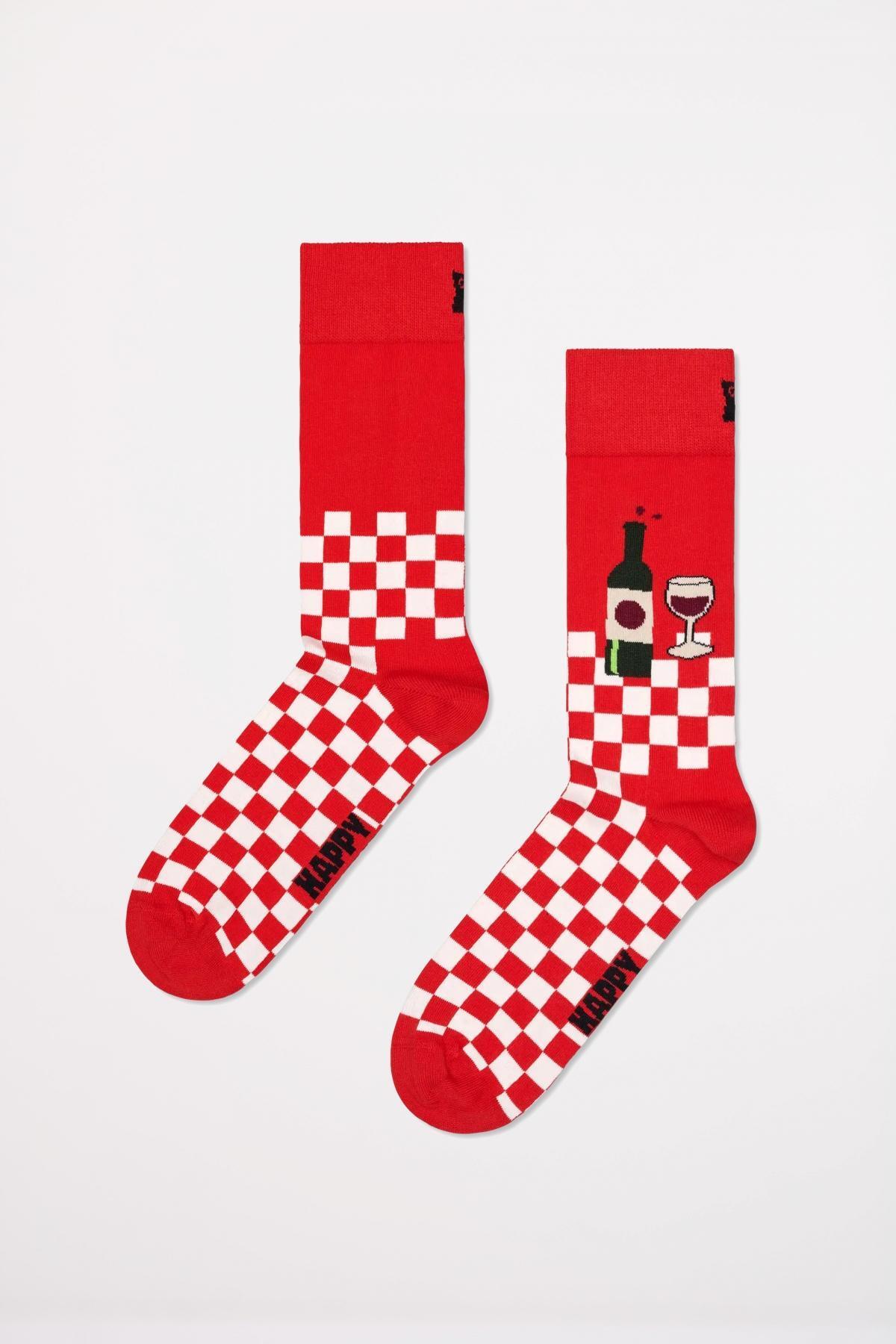 Calzini Happy Socks Modello Wine And Dine Colore Rosso 3/4