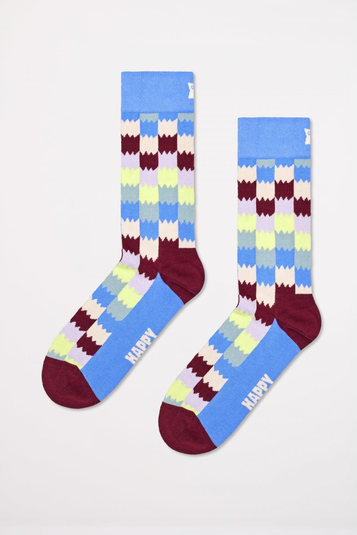 Sokken Happy Socks Model Dizzy Check Sock Kleur Blauw 3/4