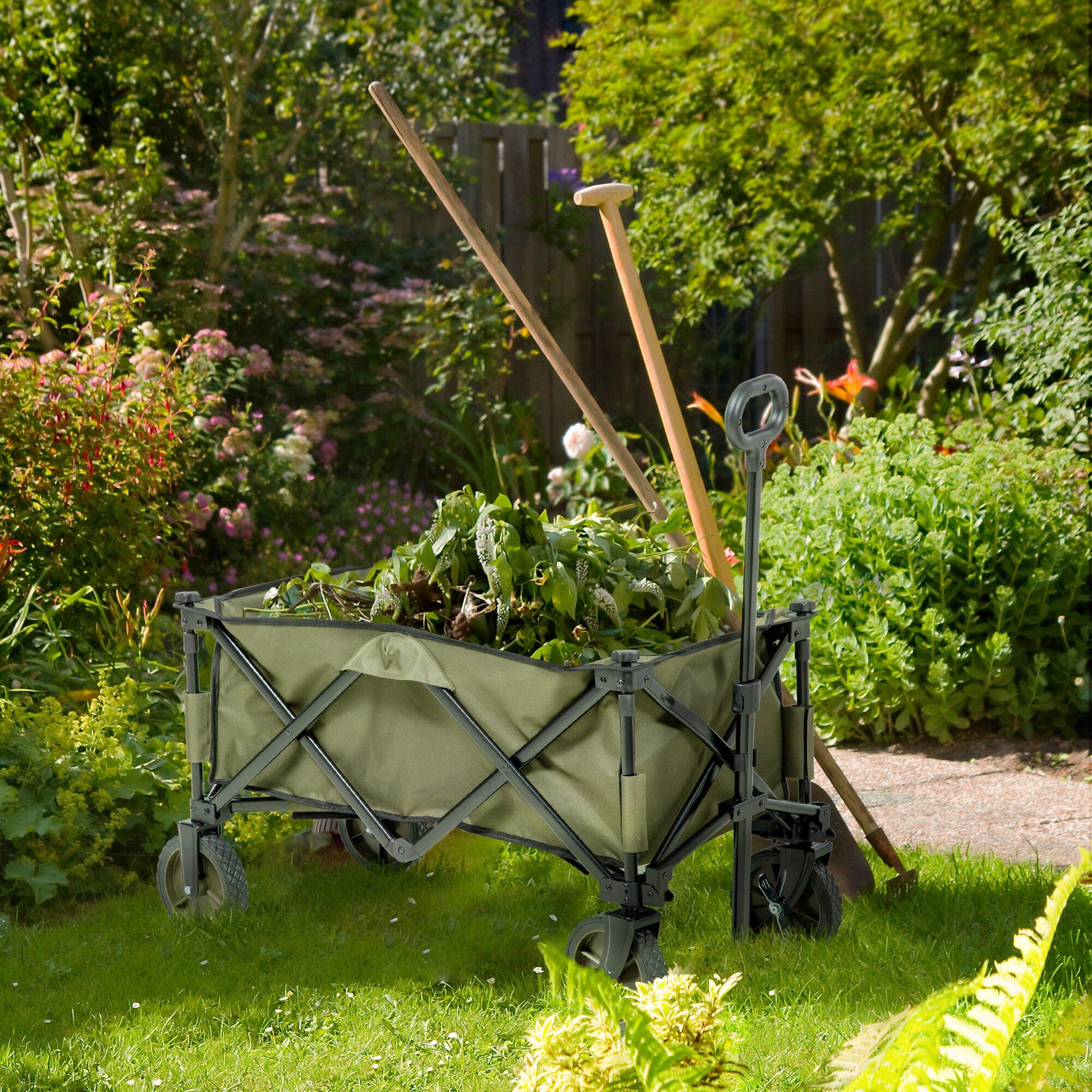 Carrinho dobrável 108x55x93cm verde escuro Outsunny 2/7