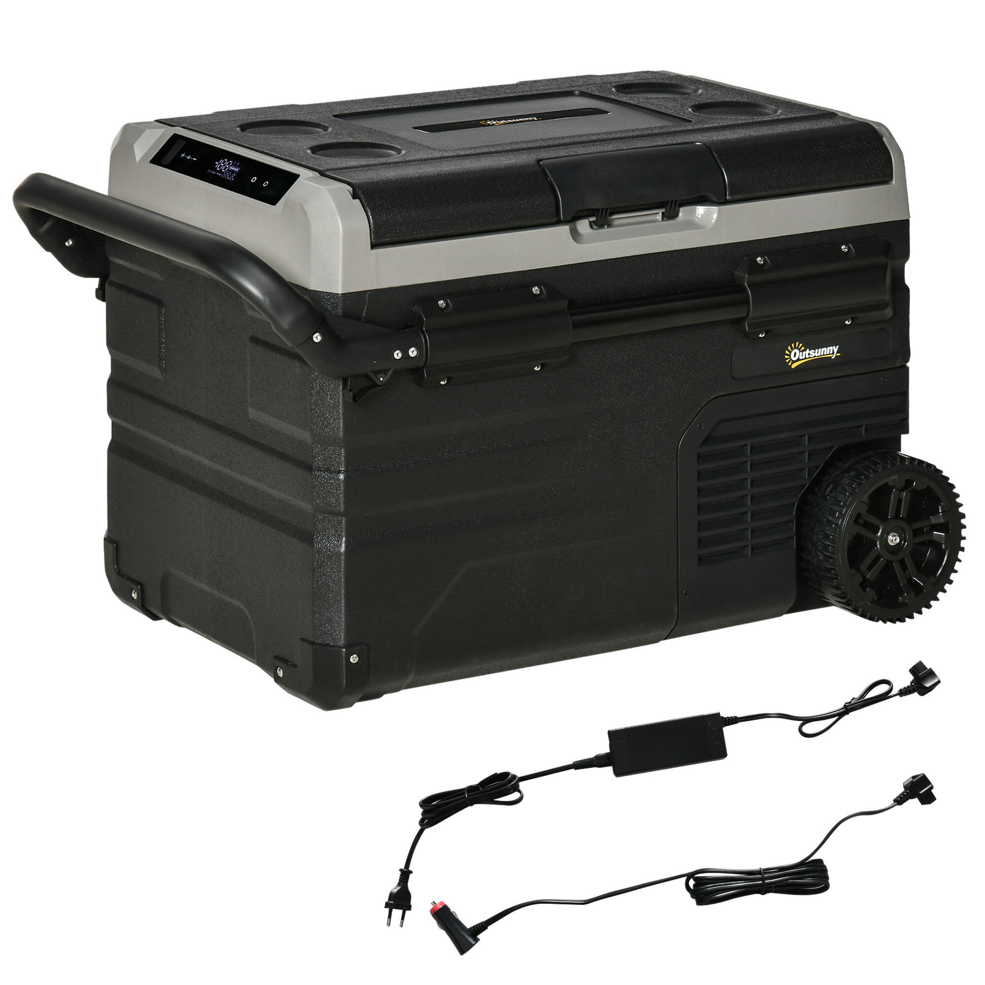 OUTSUNNY Geleira Elétrica para campismo Portátil 40L 71,1x46x44 cm Preto