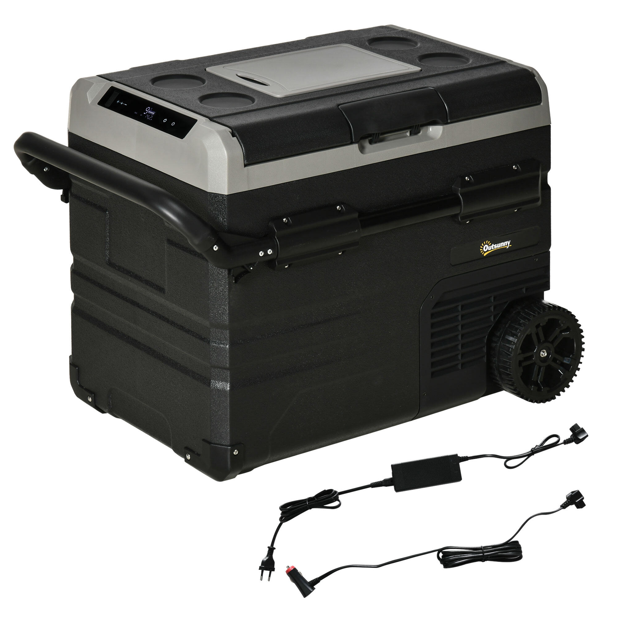 OUTSUNNY Geleira Elétrica para campismo Portátil 60L 71,1x46x57,1 cm