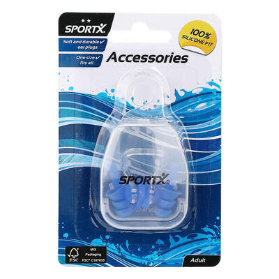 SportX clip naso e tappi per orecchie in silicone. blu