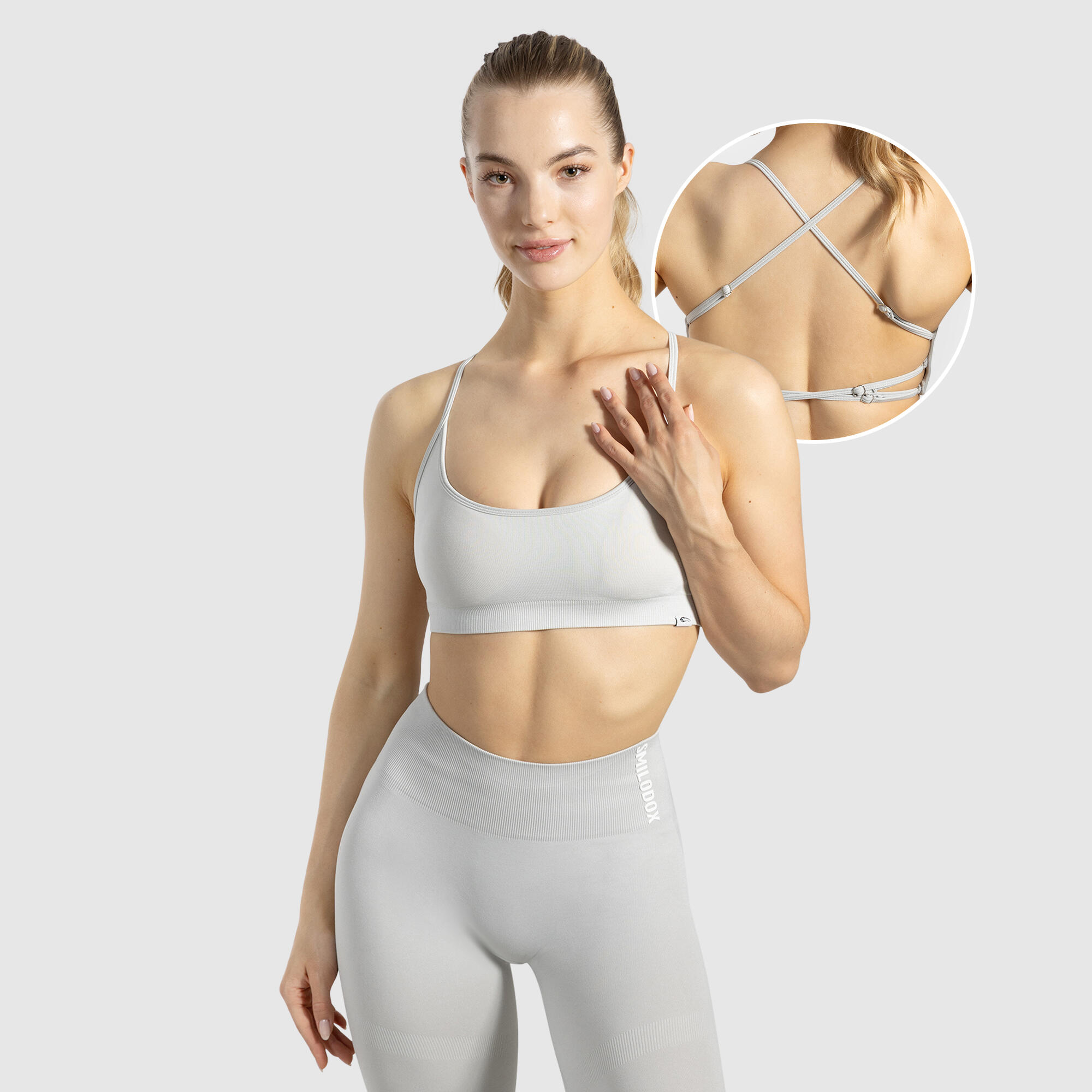 SMILODOX Damen Sport BH Sena Hellgrau