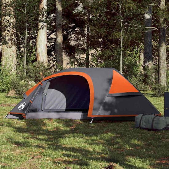 Vidaxl tente de camping 1 personne étanche gris et orange