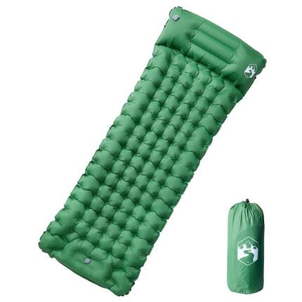 Matelas de Camping Auto-gonflant Vidaxl avec Oreiller - 1 Personne Vert