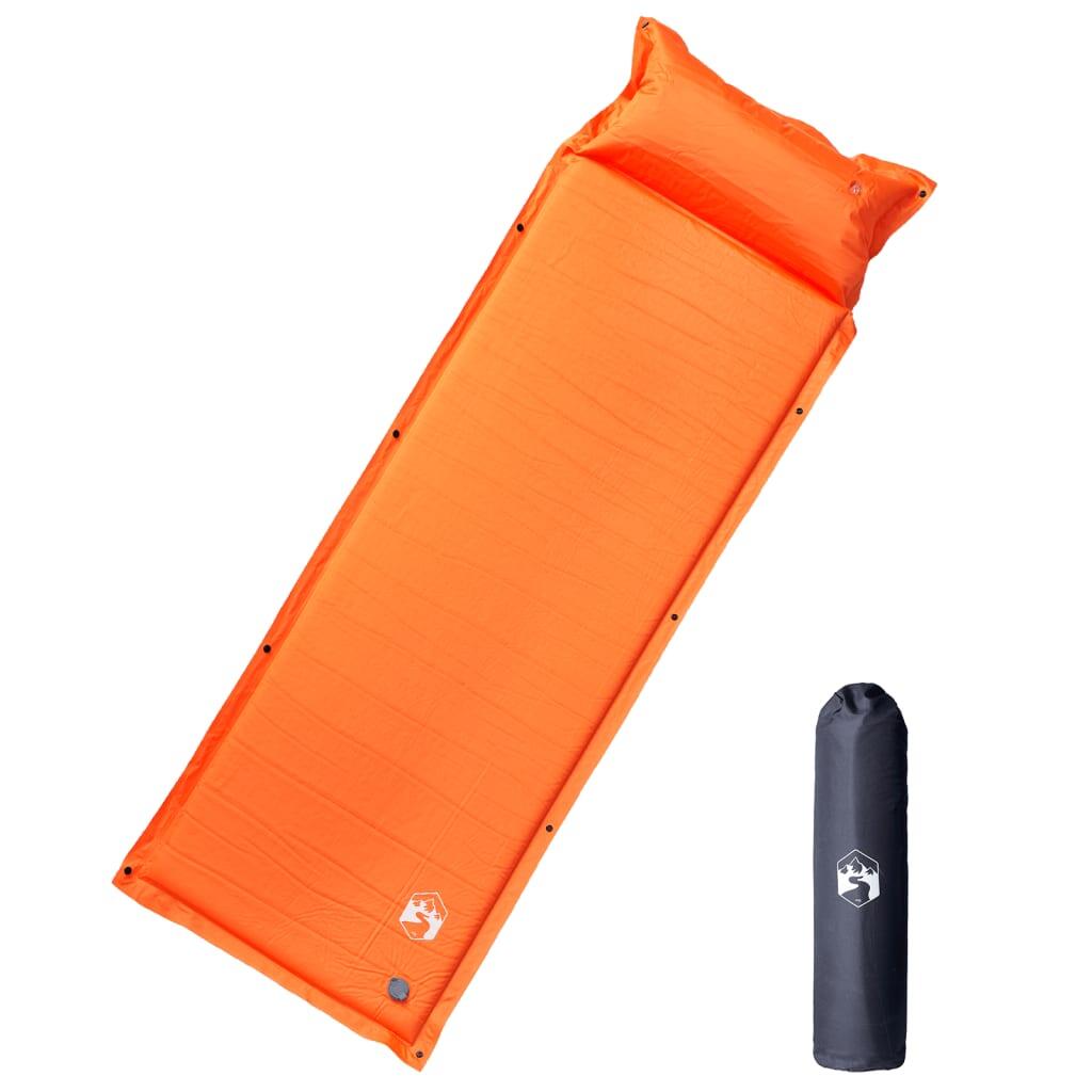 Vidaxl - Matelas De Camping Vidaxl Auto-gonflant Avec Oreiller - Orange 1-personne - Matelas Autogonflant - Gris|jaune|orange - Decathlon