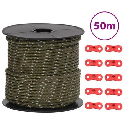 VidaXL Corde d'haubanage avec bande réfléchissante et tendeurs 50 m 4 mm
