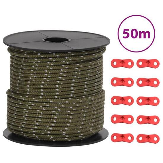 VidaXL Corde d'haubanage avec bande réfléchissante et tendeurs 50 m 4 mm