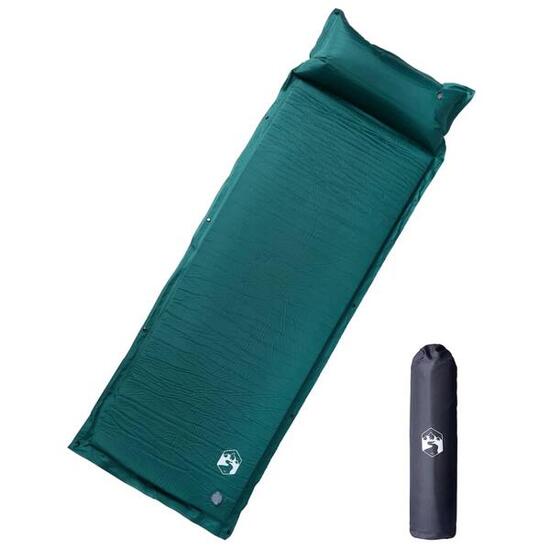 VidaXL matelas de camping autogonflant avec oreiller 1 personne vert