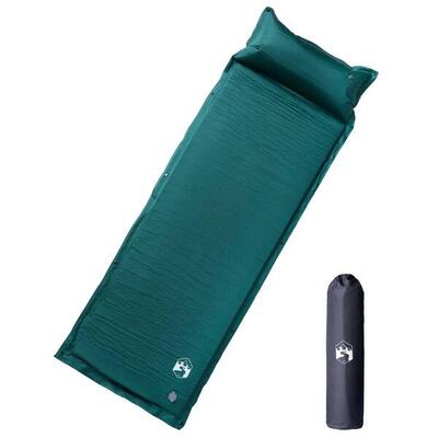 Selbstaufblasende Campingmatratze mit integriertem Kissen - 1 Person. Grün