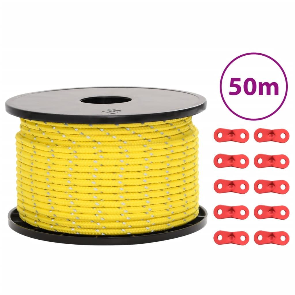 Vidaxl Zeltleine mit Reflektierenden Streifen und Spannern - 50m, 5mm 1/4