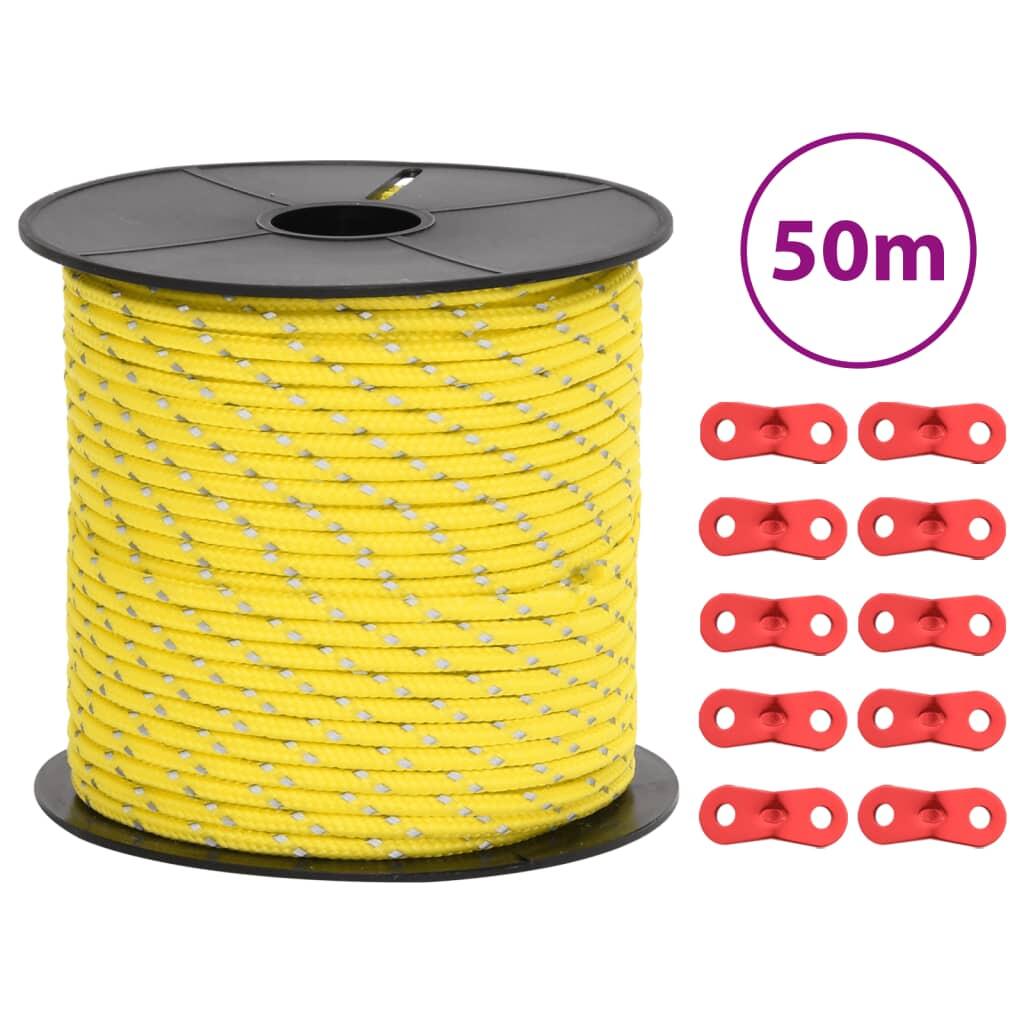 VIDAXL Vidaxl Zeltleine 50 m mit Reflektierenden Streifen und Spannern