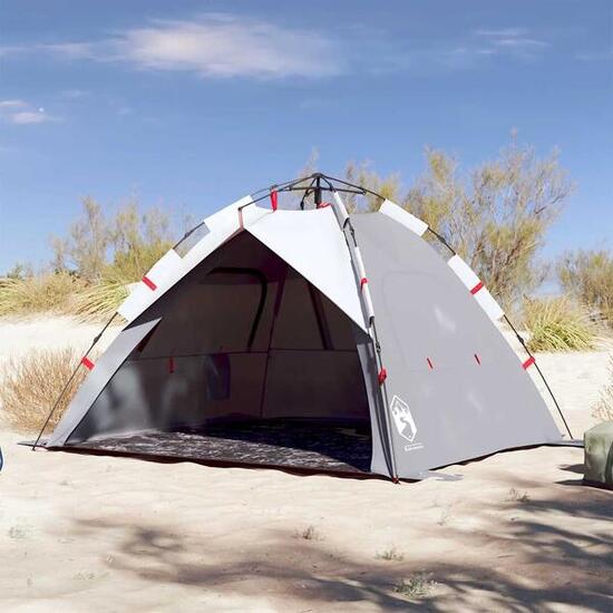 Tente de plage VidaXL 3 personnes imperméable grise