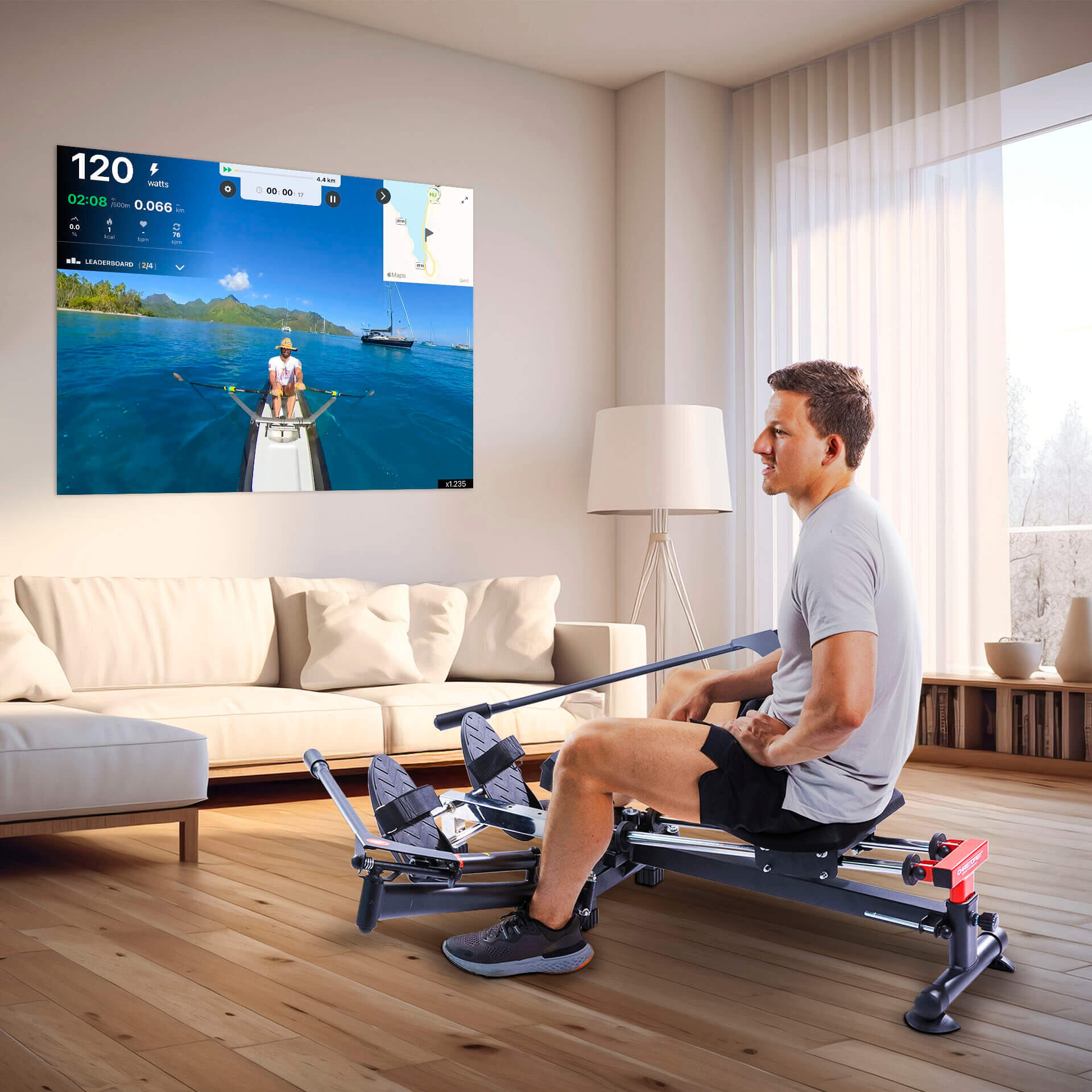 Roeitrainer Accord Black – Full-body training thuis met 12 weerstandsniveaus 7/7