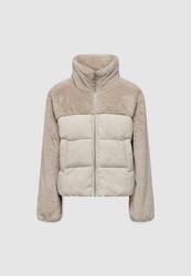 doudoune duvet ONLWANJA FUR PUFFER MIX JACKET NOOS OT FEMME beige
