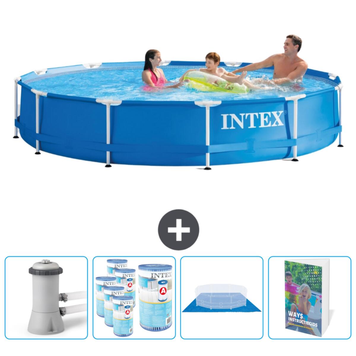 Intex - Piscine À Cadre Ronde - 366x76 Cm + Accessoires Cb119 - Piscine - Bleu - No Size - Decathlon