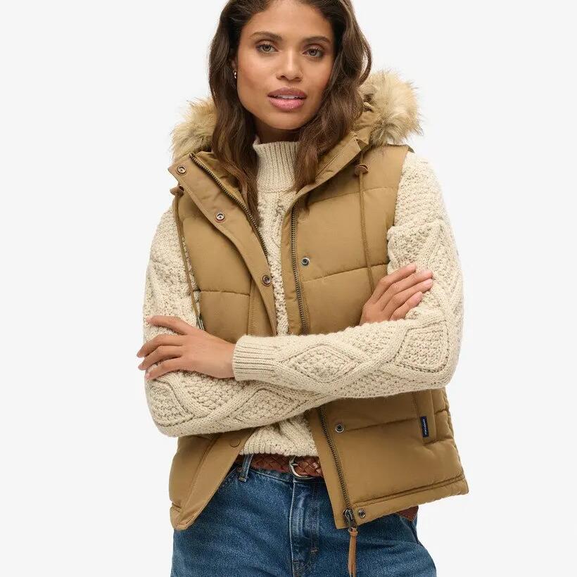 Sleeveless faux fur jacket for women Superdry Everest
