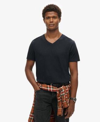 Geribbelde t-shirt met v-hals superdry