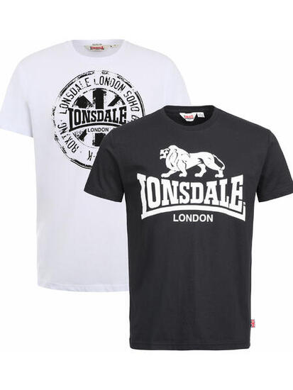 LONSDALE Heren-T-shirt, regular fit dubbelpak DILDAWN