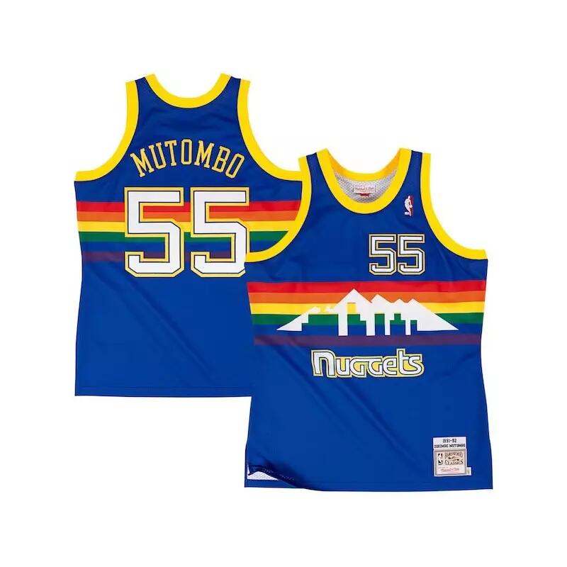 Maillot Swingman Mitchell & Ness Dikembe Mutombo Denver Nuggets 1991-92 – Blanc, Broderie Officielle NBA
