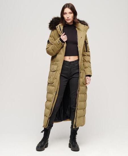 Manteau long à capuche en fausse fourrure de SUPERDRY