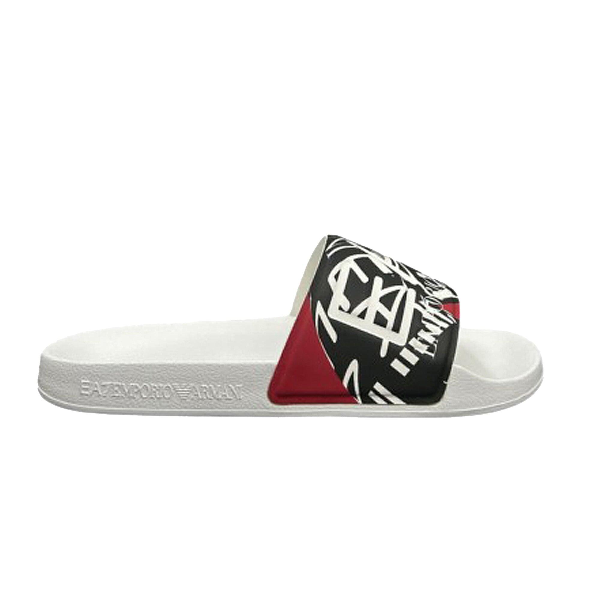 EMPORIO ARMANI CONNECTED Visibility Logo Slides White/Red Rings Print