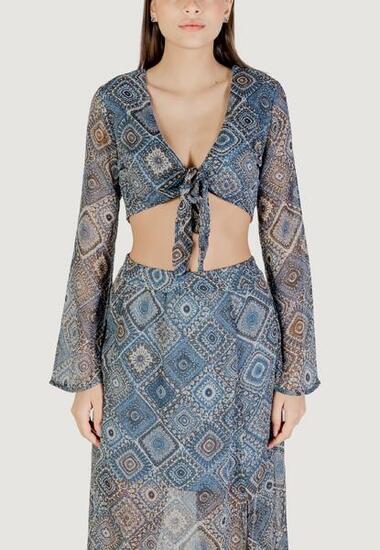 WOMEN'S Bandeau Onlasta Life L/S Tie Top Wvn BLAU