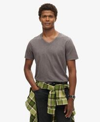 T-shirt à col en V en coton slub à manches courtes