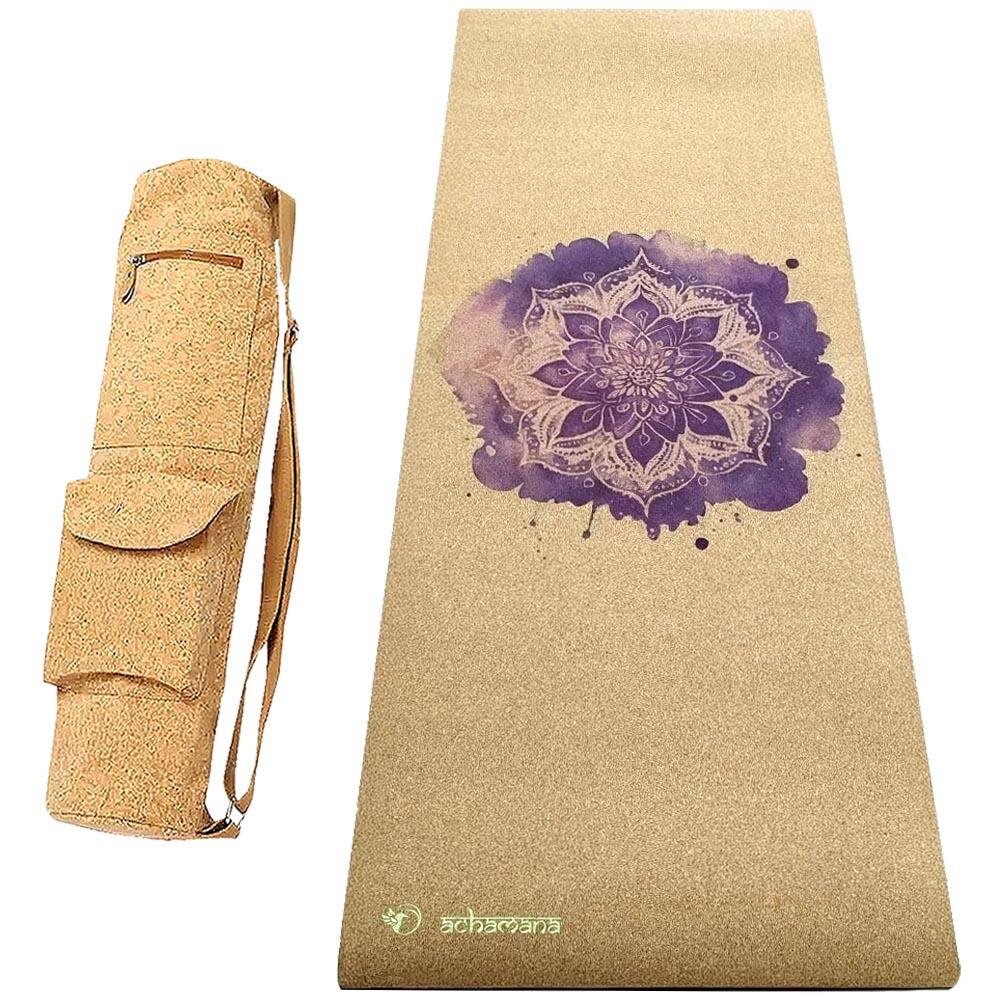 Achamana - Tapis Yoga Liège Hi-tech, 6mm + Sac Liège - 3 Matériaux Pour Plus De Confort - Tapis De Yoga - Beige|kaki - 183 Cm - Decathlon