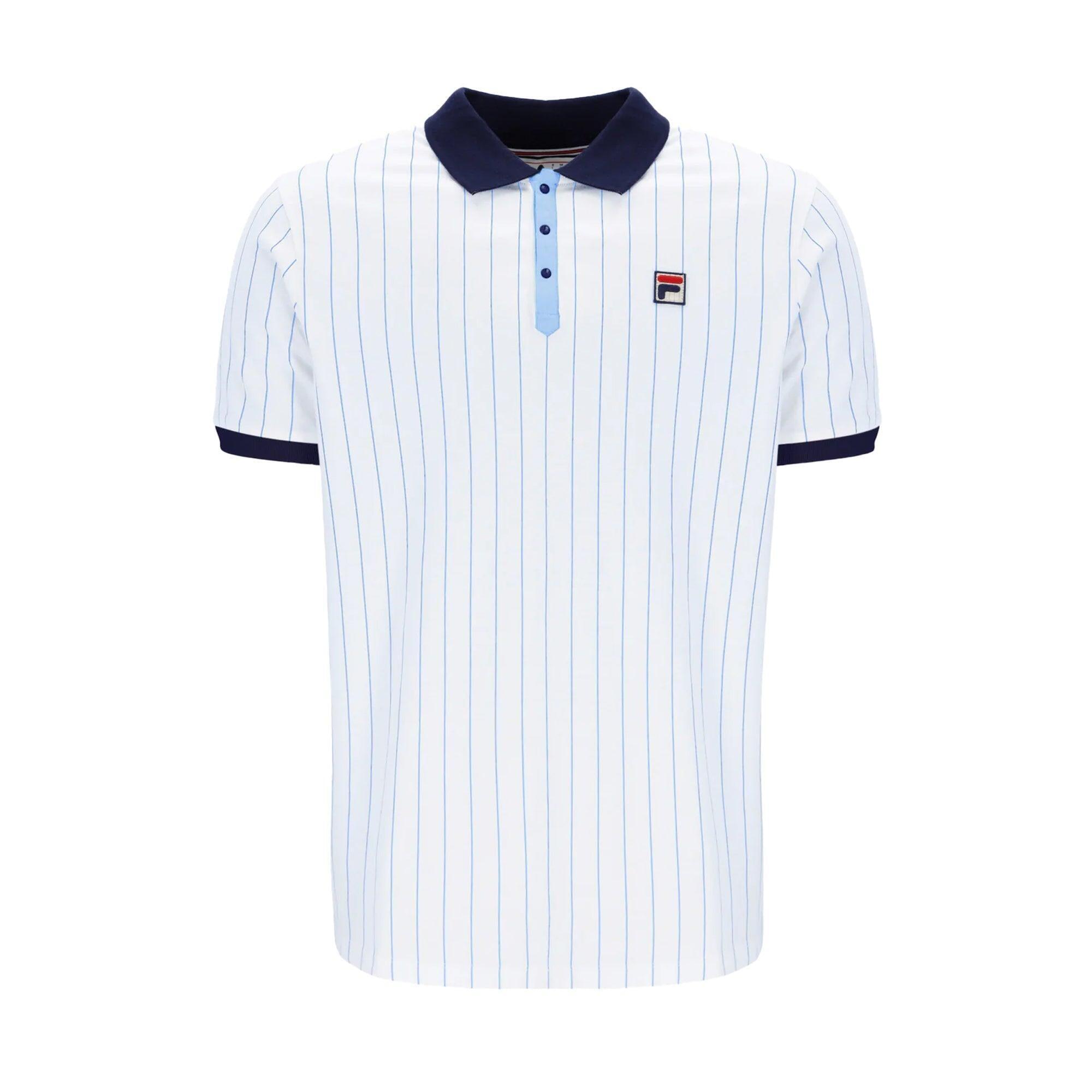 Fila BB1 Classic Striped Polo Shirt White/Fila Navy/Vista Blue 1/4