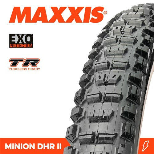 Maxxis MINION DHR II 27.5 X 2.40 WT EXO TR TANWALL FOLD 60TPI E-25 TYRE